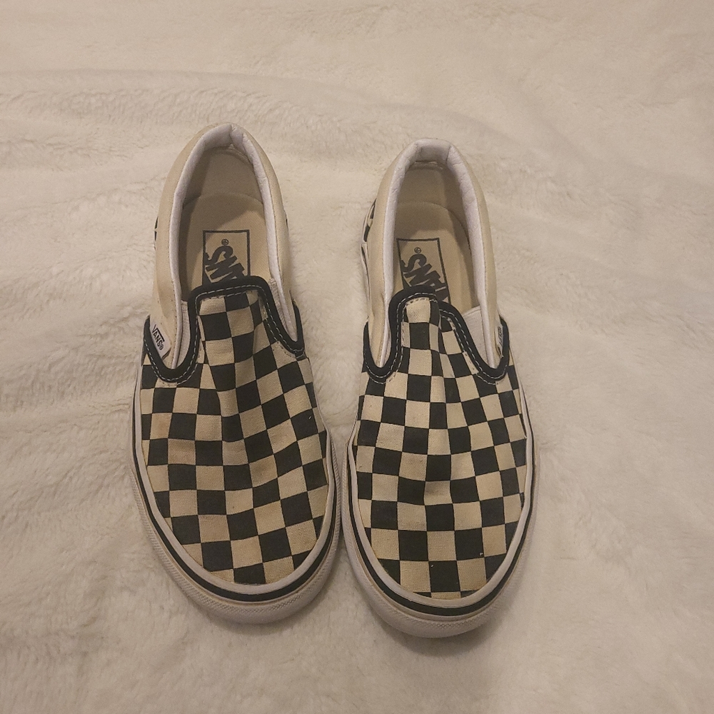 Vans Black and White Checkerboard Slip Ons